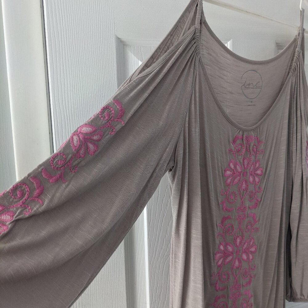 Cold Shoulder long sleeve with pink embroidery from Macy's